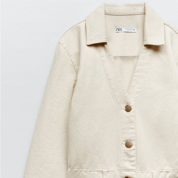 Zara Ecru Denim Jumpsuit Romper New - Picture 9 of 16